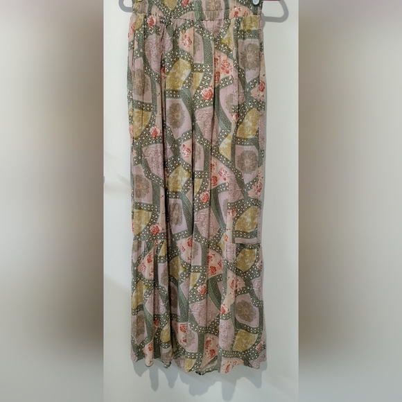 Easel Boho Wide Leg Paisley Pastel Patchwork Boho Palazzo Wide Leg Pants  NWT - Picture 4 of 8